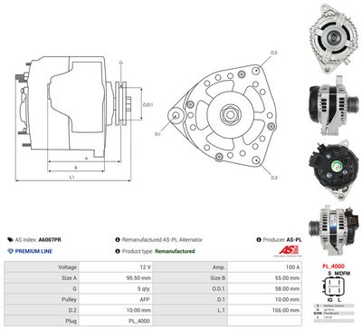 GENERATOR / ALTERNATOR AS-PL A6007PR 4