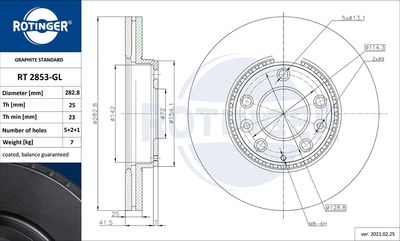 спирачен диск ROTINGER RT 2853-GL