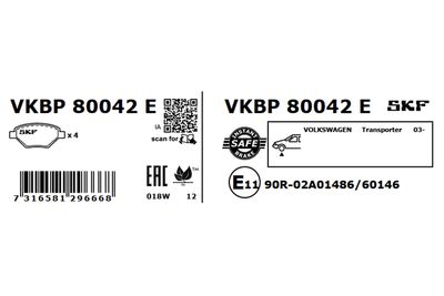 Brake Pad Set, disc brake VKBP 80042 E