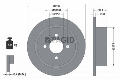 спирачен диск PAGID 50407N
