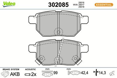 BREMSBELAGSATZ SCHEIBENBREMSE VALEO 302085