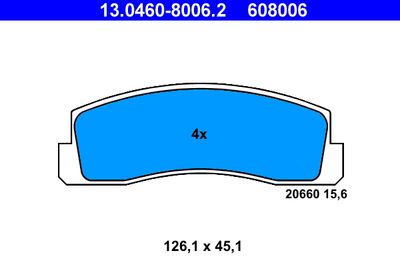 Комплект тормозных колодок, дисковый тормоз ATE 13.0460-8006.2 для LADA NIVA