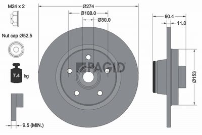 Tarcza hamulcowa PAGID 54962NC