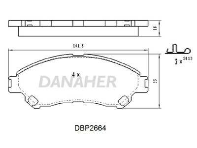 DANAHER DBP2664 Тормозные колодки и сигнализаторы  для SUZUKI SX4 (Сузуки Сx4)