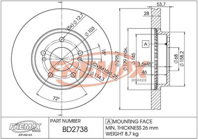Тормозной диск FREMAX BD-2738 для INFINITI Q45