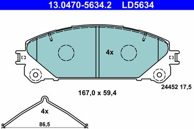 Комплект тормозных колодок, дисковый тормоз ATE 13.0470-5634.2 для LEXUS NX