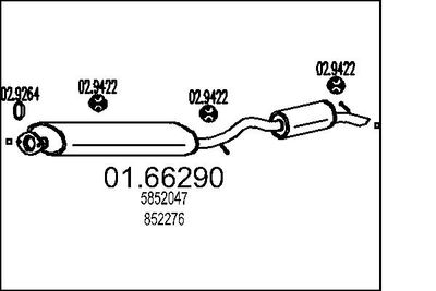 Глушитель выхлопных газов конечный MTS 01.66290 для OPEL SINTRA