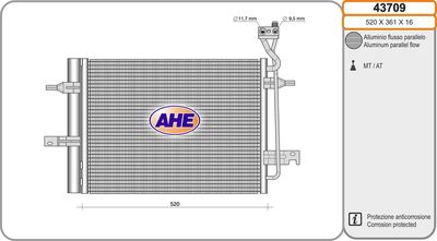 AHE 43709 Радиатор кондиционера  для OPEL MERIVA A вэн (X03) 1.6 16V (E75)