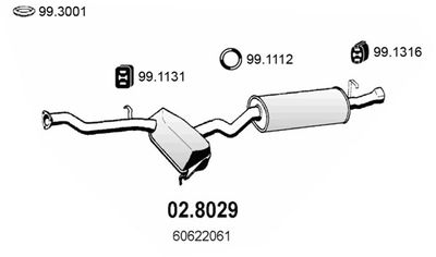 ASSO 02.8029 Глушитель выхлопных газов  для ALFA ROMEO 146 (930_) 1.9 TD (930.B4A)