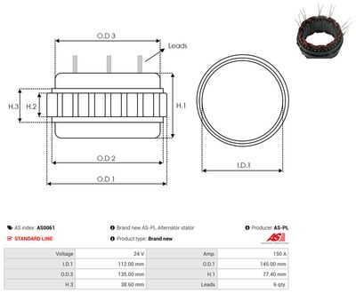 Stator, generátor AS-PL AS0061