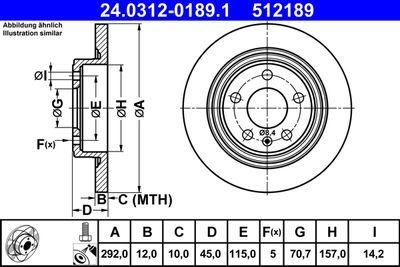 Тормозной диск ATE 24.0312-0189.1 для CHEVROLET VOLT