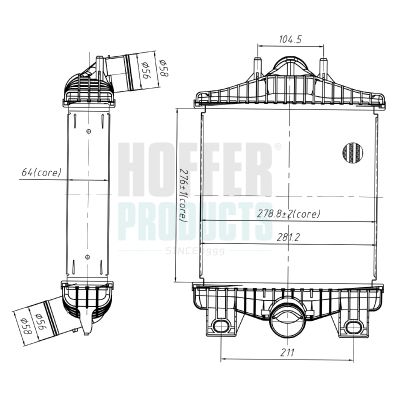 интеркулер (охладител за въздуха на турбината) HOFFER 995482