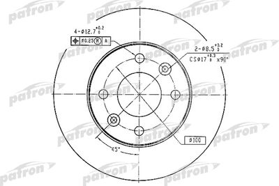 Тормозной диск PATRON PBD1016 для RENAULT 19