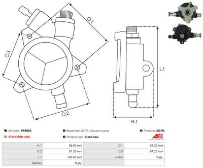 POMPA VACUUM SISTEM DE FRANARE AS-PL P5005S 2
