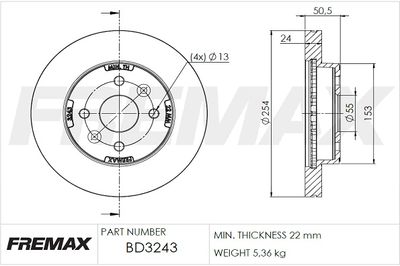FREMAX BD-3243 Тормозные диски FREMAX для KIA RIO