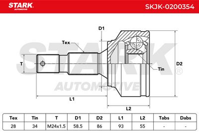 каре комплект, полуоска STARK SKJK-0200354