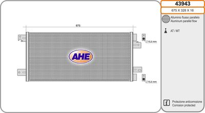 Конденсатор, кондиционер AHE 43943 для DODGE AVENGER