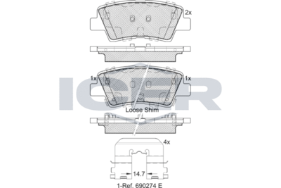 Комплект тормозных колодок, дисковый тормоз ICER 182036 для SSANGYONG XLV