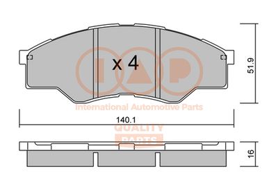 Комплект тормозных колодок, дисковый тормоз IAP QUALITY PARTS 704-17160P для TOYOTA HILUX
