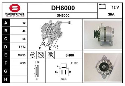 GENERATOR / ALTERNATOR SNRA DH8000