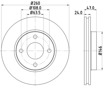 Тормозной диск HELLA 8DD 355 103-371 для FORD SCORPIO