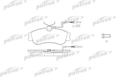 Комплект тормозных колодок, дисковый тормоз PATRON PBP1477 для PEUGEOT PARTNER