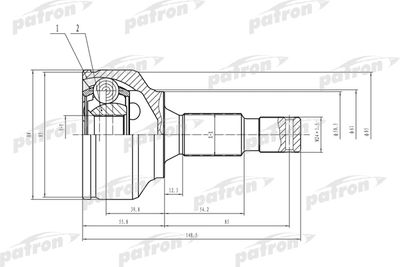 Шарнирный комплект, приводной вал PATRON PCV1469 для PEUGEOT 407