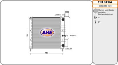 Радиатор, охлаждение двигателя AHE 123.041/A для RENAULT 21