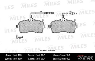 Комплект тормозных колодок, дисковый тормоз MILES E100527 для PEUGEOT 407