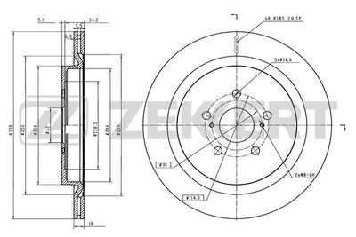 ZEKKERT BS-6582 Тормозные диски  для LEXUS RX (_L2_) 350 4WD (GGL25_, GGL26_)