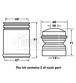 Dust Cover Kit, shock absorber Borg & Beck BPK7027