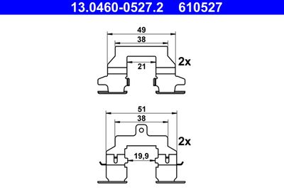 Комплектующие, колодки дискового тормоза ATE 13.0460-0527.2 для NISSAN X-TRAIL