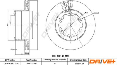 Tarcza hamulcowa DR!VE+ DBD1378C