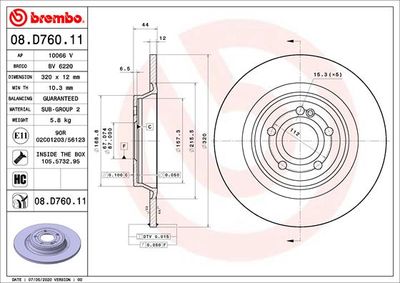 Тормозной диск BREMBO 08.D760.11 для MERCEDES-BENZ GLA