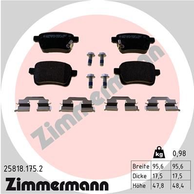 ZIMMERMANN Remblokkenset, schijfrem (25818.175.2)