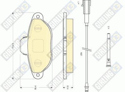 Комплект тормозных колодок, дисковый тормоз GIRLING 6117453 для FIAT PANDA