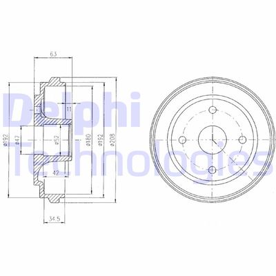 Тормозной барабан DELPHI BF474 для SUZUKI WAGON