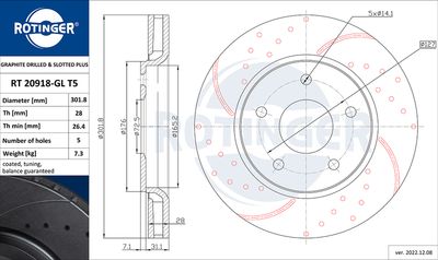 Tarcza hamulcowa ROTINGER RT 20918-GL T5