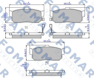Комплект тормозных колодок, дисковый тормоз FOMAR Friction FO 916981 для INFINITI G20