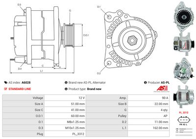 GENERATOR / ALTERNATOR AS-PL A6028 4