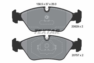 Комплект тормозных колодок, дисковый тормоз TEXTAR 2062902 для PORSCHE 928