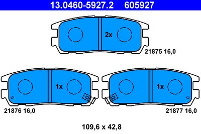 Комплект тормозных колодок, дисковый тормоз ATE 13.0460-5927.2 для ISUZU TROOPER