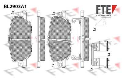 Комплект тормозных колодок, дисковый тормоз FTE 9011145 для HONDA CR-V