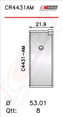 Черупка на биелен лагер KING CR4431AM0.75