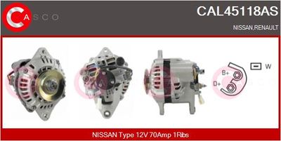 Генератор CASCO CAL45118AS для RENAULT 30