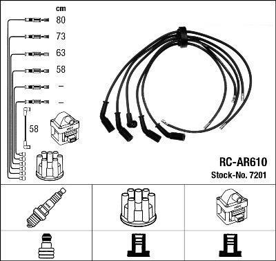 Комплект проводов зажигания NGK 7201 для ALFA ROMEO 75