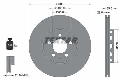 TEXTAR 92061400 Тормозные диски для VW PASSAT B3/B4 Variant (3A5, 35I)