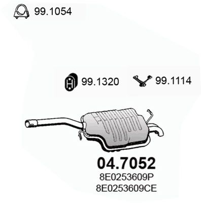 ASSO 04.7052 Глушитель выхлопных газов  для AUDI A4 (Ауди А4)