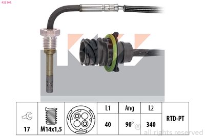 czujnik, temperatura spalin KW 422 366