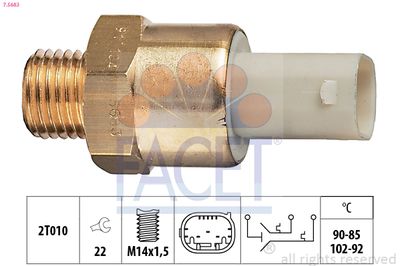 FACET Temperatuurschakelaar, radiateurventilator Made in Italy - OE Equivalent (7.5683)
